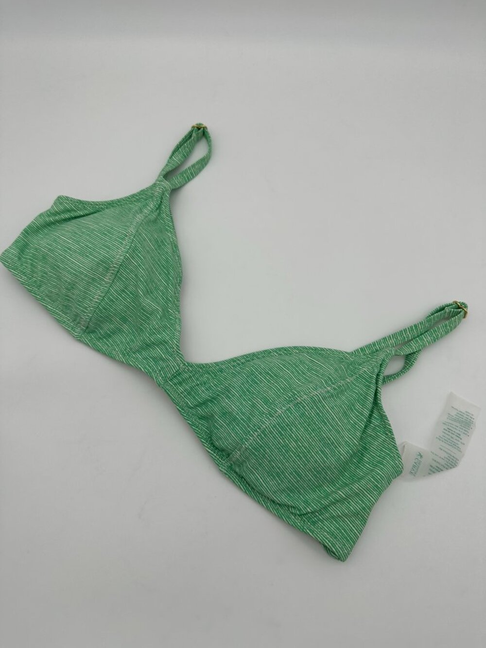 NWOT Carve Designs Bikini Top Womens XL Green Striped Triangle V-Neck Swimwear